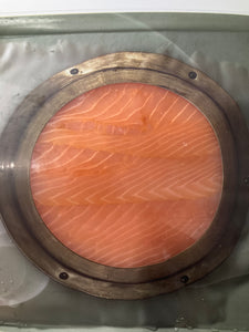 Full side of long sliced smoked salmon